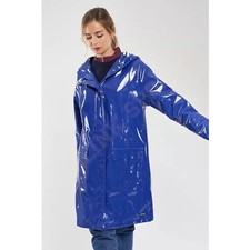 Women Pvc Shiny Leather Hooded Light Weighted Raincoat Stylish Trench Long Coats