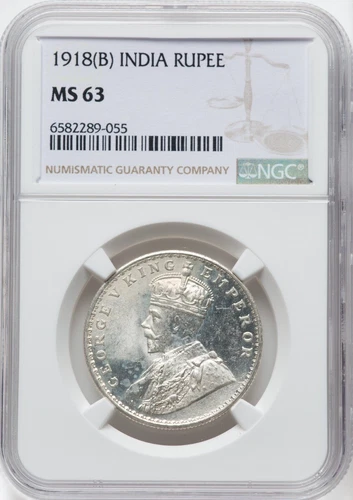 1918(B) INDIA RUPEE NGC MS63