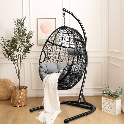 Hammock Chair with Stand Hanging Cushioned Swing Egg Chair for Indoor Outdoor - Picture 12 of 12