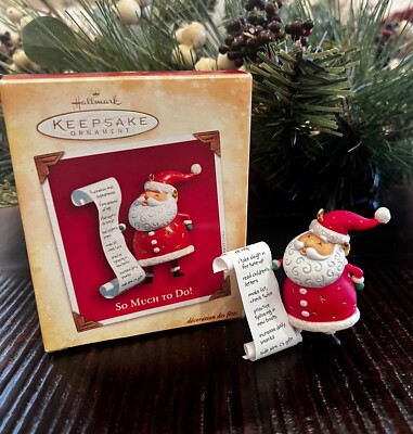 Hallmark Ornament ''So Much To Do'' Santa's Christmas List  2004 NEW
