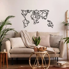 Geometric World Map Metal Wall Art, Wall Decor, Wall Hangings, Home Decor