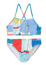 Polo Ralph Lauren L3628 Girl's Multicolor Sailboat Two Piece Swimsuit Size 3/3T