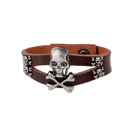 Herren Piraten Totenkopf Lederarmband Farbe Lacklederarmband Armband Geschenk - Bild 5 von 11