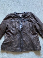 Chico's Women Leopard Print Long Sleeve Windbreaker Jacket Multicolor Size 2