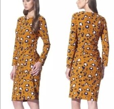 3:1 Phillip Lim For Target Dress WomensXS Animal Print Ruched Side Long Sleeve