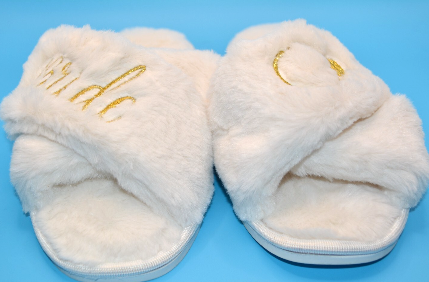 PANTOFOLA D’ORO Pantofole da sposa bianche e oro taglia M (8 9) soffici morbide scarpe da casa nuove