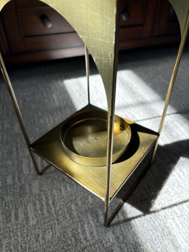 Tall Mid Century Modern Brass Large Candle Holder 21.5”x8”x8” FLAW - Picture 4 of 19