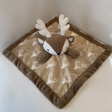 Levtex Baby deer Lovey Security Blanket 11" brown White Soft Plush Reindeer