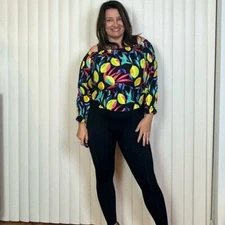 Tabitha Brown X Target Lemon Print Bardot Top Size Small