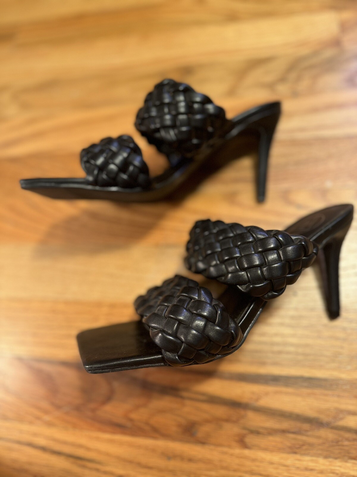 Misguided Black Square Toe Double Braided Strap S… - image 1