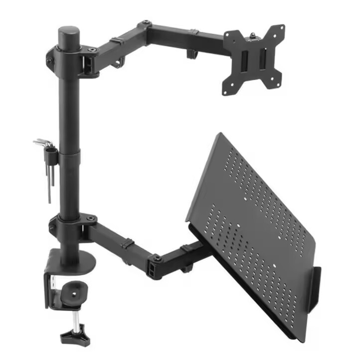 Monitor Stand with Laptop Tray Desk Mount 2-in-1 Dual Arm Fully Adjustable Mount-image