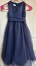 David's Bridal Girl's Navy Flower Dress Full Length Sz 4