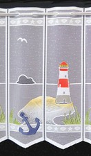 Leuchtturm Scheibengardine Badezimmer Gardine 45 cm Höhe Bad Bistro Gardine Neu