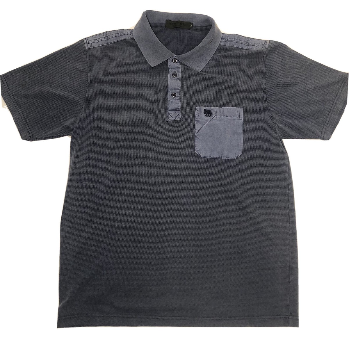 Vintage Camel Cigarettes S/S Polo Shirt Mens Medium M Blue Cotton