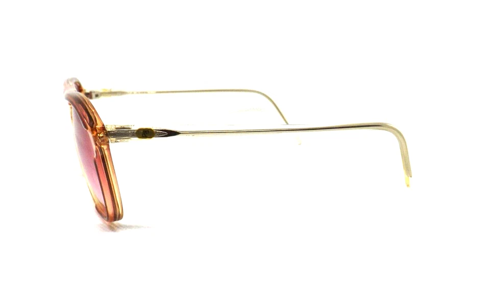 Lunettes de Soleil Homme Vintage Âge 80 Brun Verre Rose Double Pont Plastique - Photo 2/4