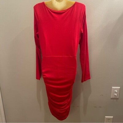 express red ruched dress Printed Mesh Square Neck Ruched Midi Sheath Dress