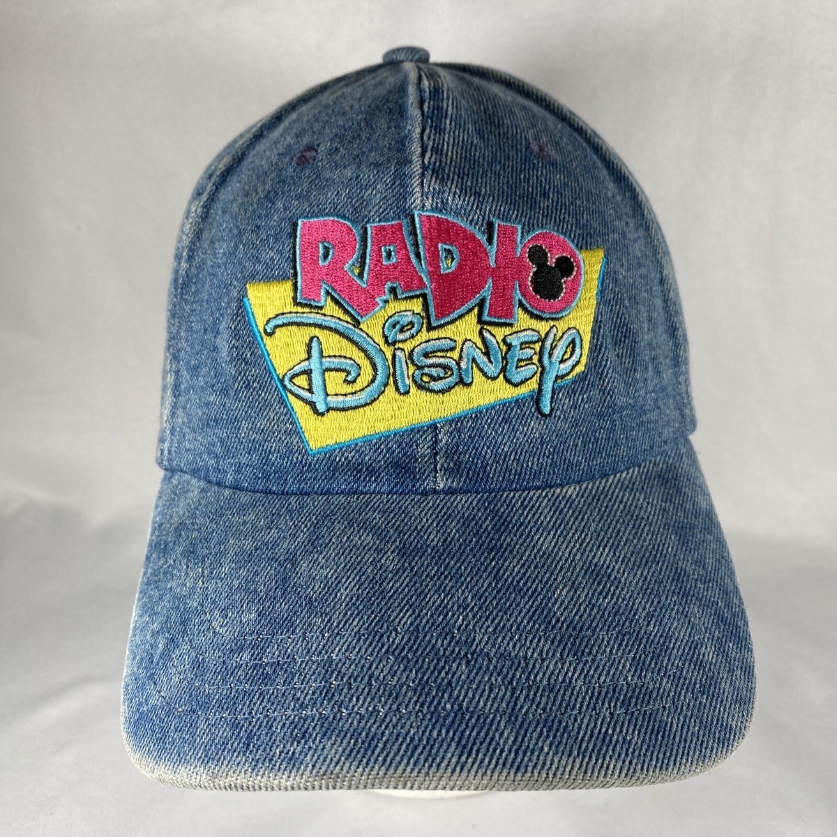 Vintage Radio Disney Music Hat Blue Denim Cap Mickey Mouse We're