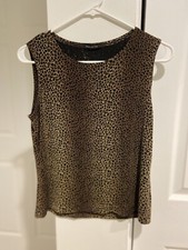 samantha o. Women’s Leopard Sleeveless Top-Made In USA-Medium-EUC