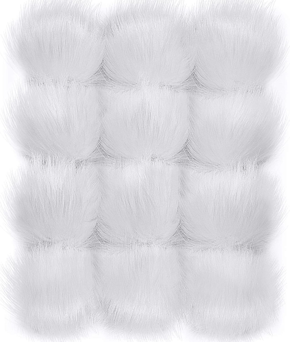 14 Pieces Faux Fur Pom Ball DIY Fur Poms for Hats Keychain Charms Knitting Hat A