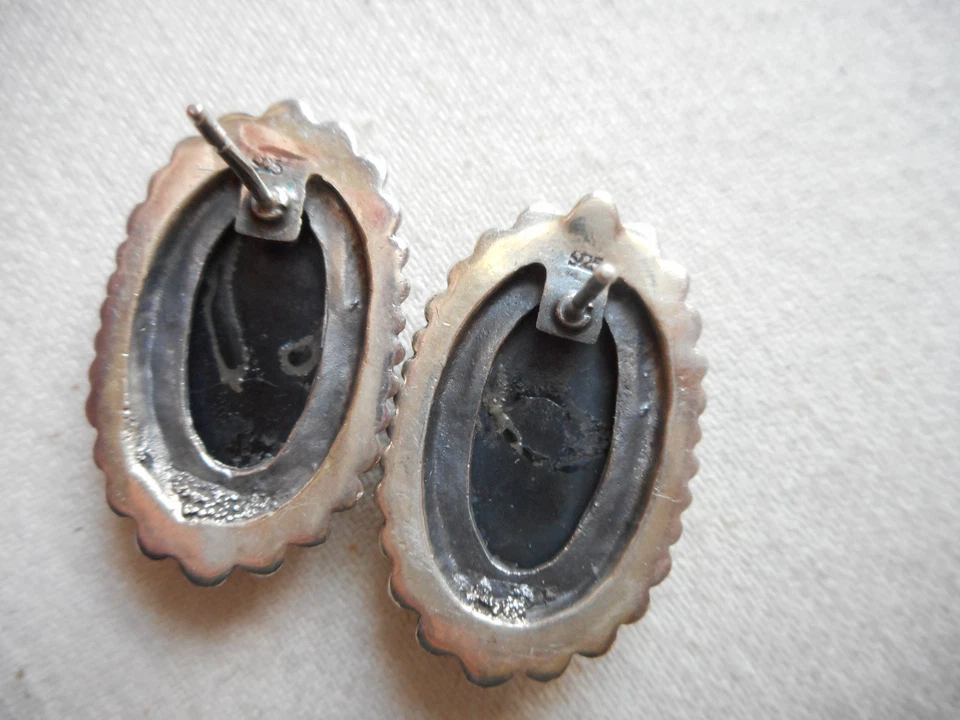 Серьги из стерлингового серебра 925 пробы с черным ониксом окисленные RE2858 - Изображение 4 из 4