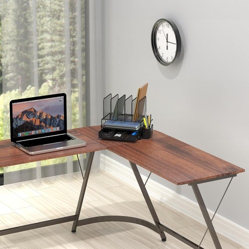 Mesh Desk Organizer w/ Sliding Drawer, Double Tray and 5 Upright Sections, Black - Picture 4 of 11