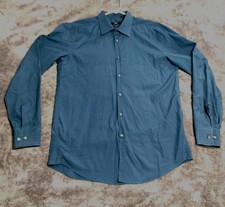 BOSS Hugo Boss Dress Shirt Mens Blue Solid Slim Fit Long Sleeve Sz 43/17 Italy