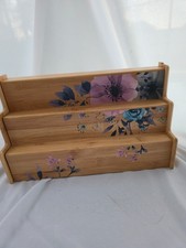Spice Rack Kitchen Cabinet Organizer- 3 Tier Bamboo Expandable Display Shelf ...