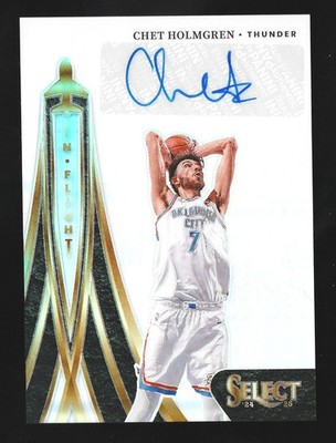 2024-25 Panini Select Chet Holmgren In Flight Signatures Prizm Auto 7/99 Thunder