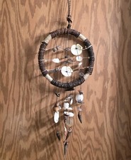 Dreamcatcher Windchime Made w/ Real Seashells Bamboo Rope 10" Diam. 29" Long