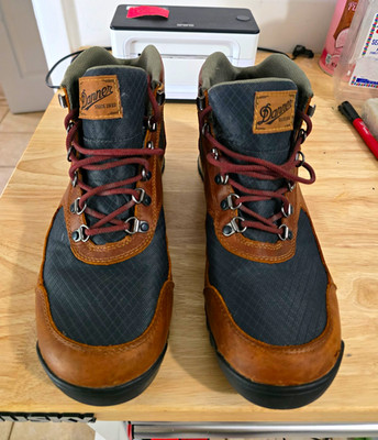 Danner Men's Ankle Hiking Boots Leather Rubber Sole Lace Up Brown/Blue 9.5D