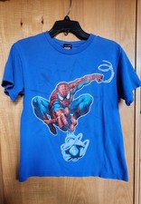 Boys Vintage Spider-Man 3-2000  s Movie Promo-Blue Large T-shirt.