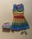 Vintage 1960's Barbie Doll Fun ‘N Games Rainbow Dress with bag and shoes