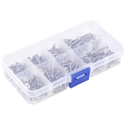 200Pcs M3 Stainless Steel Flat Head Screws Kits High Strength Self-Tapping4376