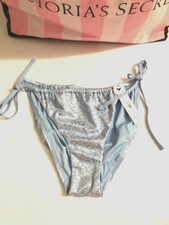 Victoria's Secret Pink Swim Cheeky Bikini Bottom Blue Leopard Side Tie StringNWT