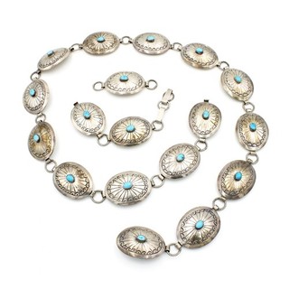 Cintura concho regolabile da donna turchese sterling firmata Navajo DW 38 5 pollici S4867 4