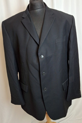 Burton 3 Button Blazer Suit Jacket Smart Casual Retro Black 50R 2XL A4090