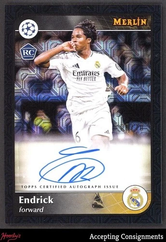 2024-25 Merlin UEFA Club Competitions Black Mojo Endrick RC ROOKIE AUTO 08/10