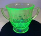 Anchor Hocking Spiral Green Sugar Bowl Uranium Glass