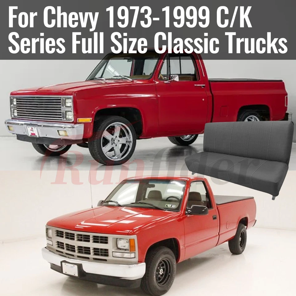 Custom-Formed Bench Seat Covers for Chevy C/K Series 1973-1999-Gray Foto 4 de 4