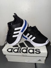 Image of Adidas Racer TR23 EL, Black/White ￼UK Size 4 Toddlers