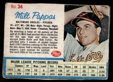 POOR MILT PAPPAS 1962 POST CEREAL #34 HAND CUT VINTAGE CREASED FILLER TPHLC-9316