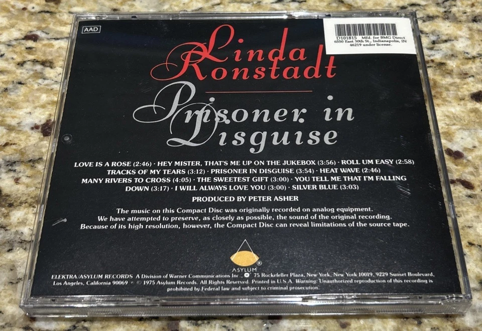 LINDA RONSTADT- PRISONER IN DISGUISE CD 1975 ASYLUM RECORDS 1045-2 - Image 4 of 4