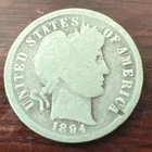 1894 Barber Silver Dime - Philadelphia Mint - Z-103