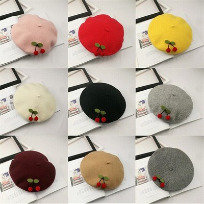 Wool felt painter cap hat Autumn outdoor walking hat Beret hat Female hat