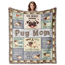 Pug Gifts for Women, Pug Blankets 60''x50'', Pugs Gifts for Lovers Mom, Puppy...