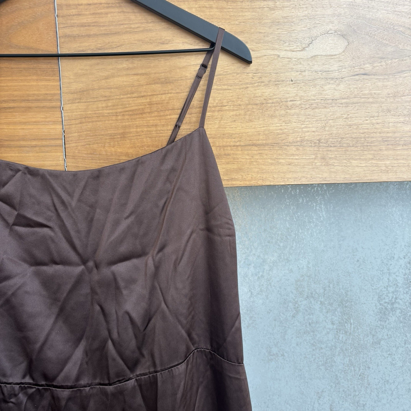 Reformation Frankie 100percent Silk Maxi Slip Dress in Brown, Size 14 image 9