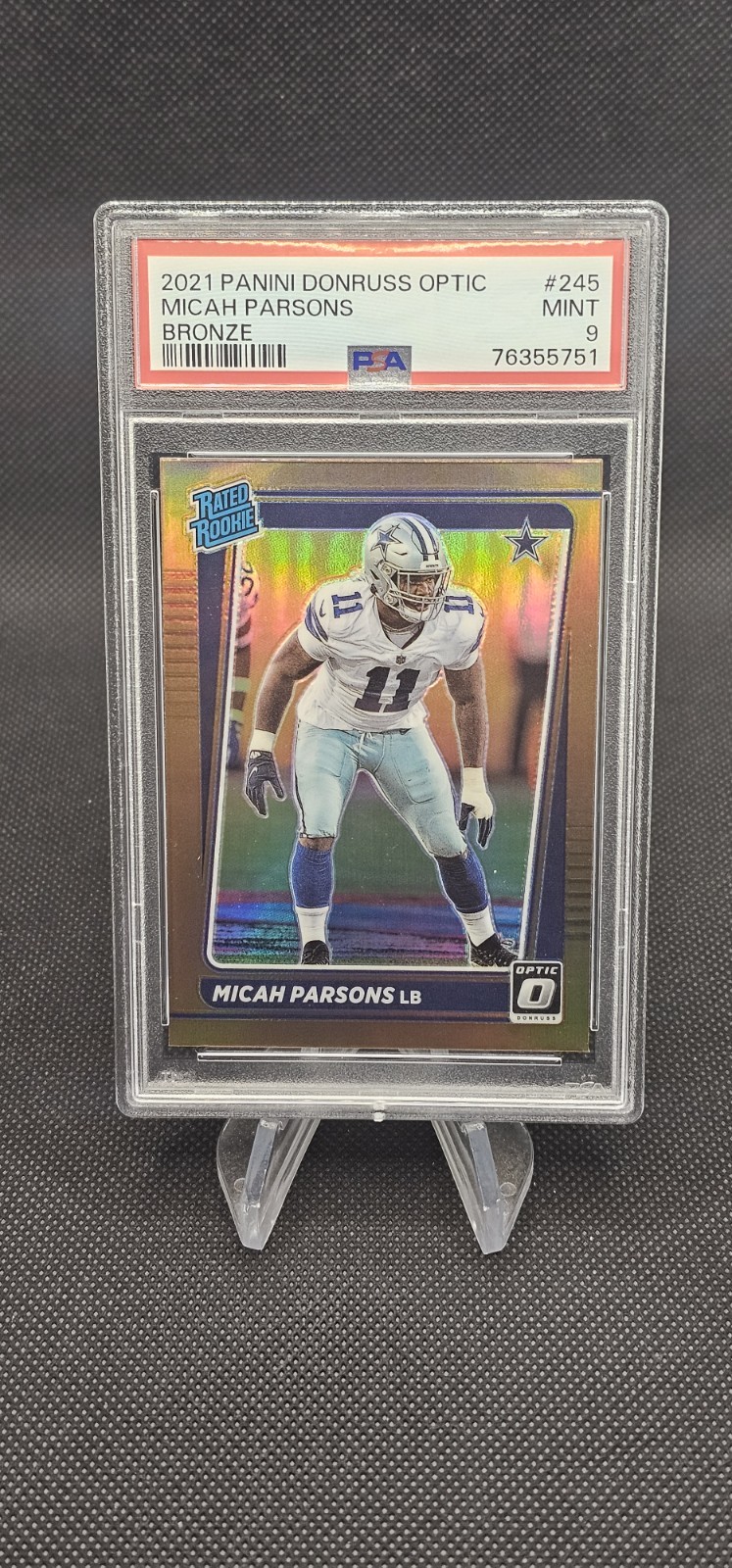 Micah Parsons 2021 Panini Donruss Optic Rated Rookie Bronze #245 PSA 9 Mint