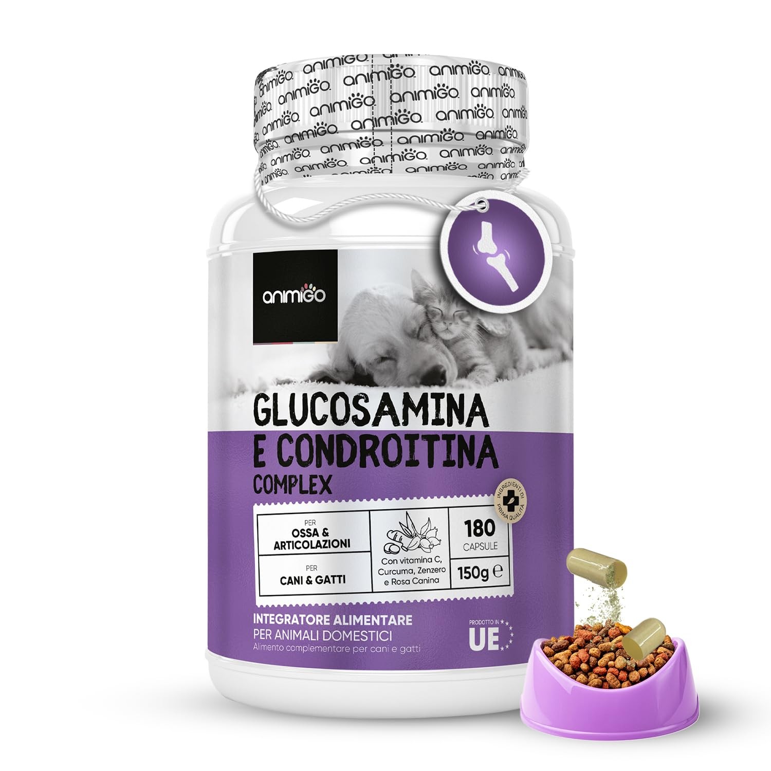 Integratore Articolare Cani Gatti 180 cps Glucosamina e Vitamina C