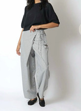 *RARE* PROCHE TAN APRON Stripped Wrap Pants Tan/White M Pristine Condition 