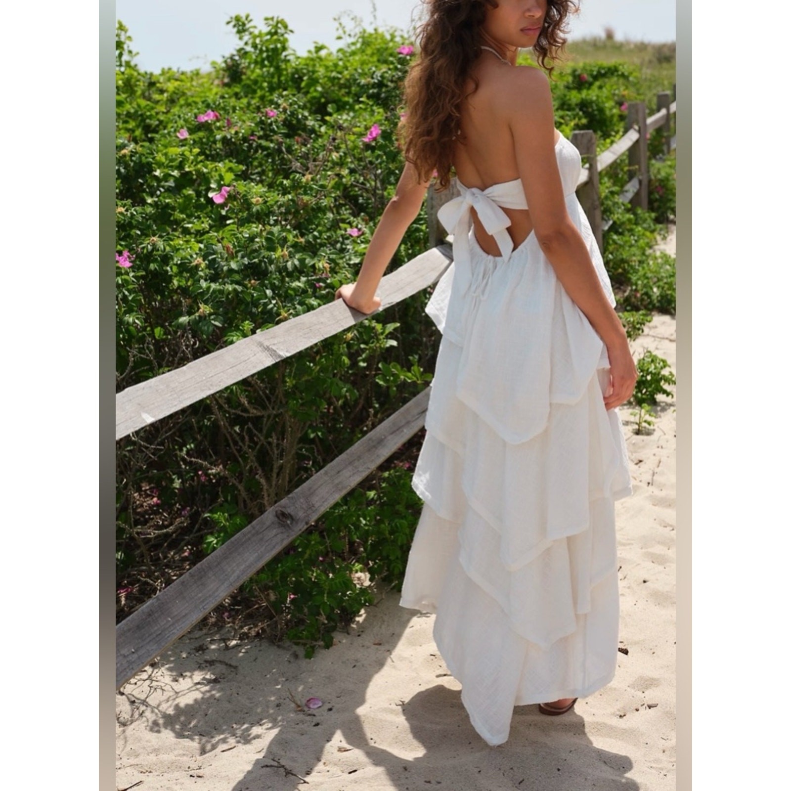 Free People Seraina Maxi Dress in Ivory  Boho Minimalist Summer Size Medium